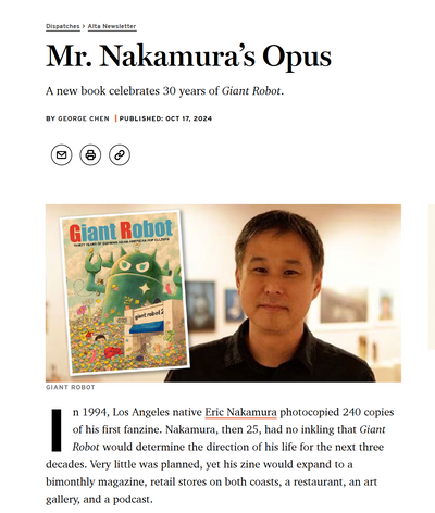 Article about Giant Robot: Mr. Nakamura’s Opus - Alta Online