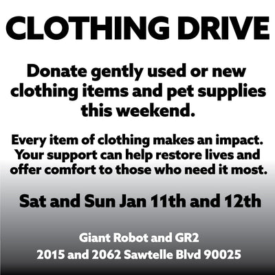 Clothing Drive at Giant Robot and GR2 This Weekend