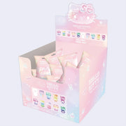 Pastel colored product packaging for Hello Kitty 50th Anniversary blind bag figures.