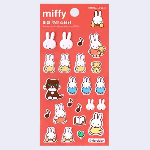 Sheet of puffy Miffy themed stickers, with a musical theme and books.