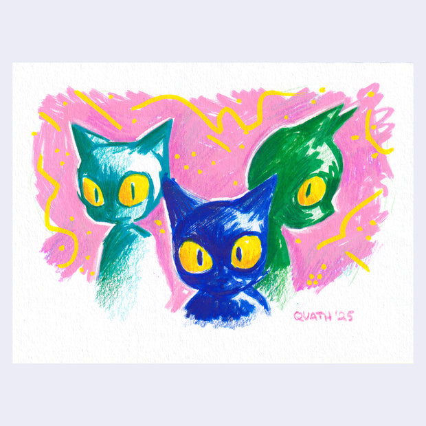 Illustration of 3 cartoon cats.