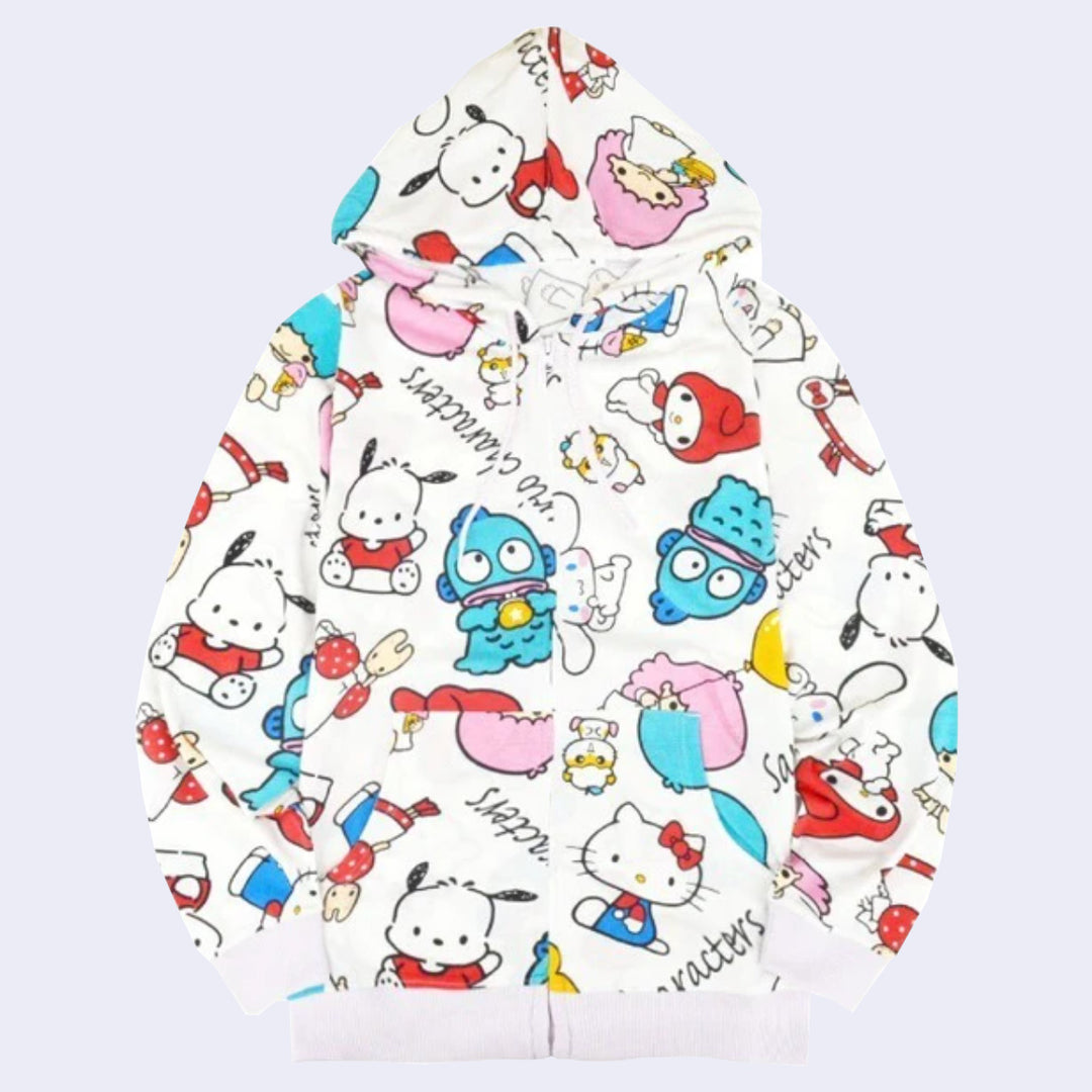 Size M Sanrio shops Hello Kitty Birds Tokyo Outdoor Peach White Hoodie