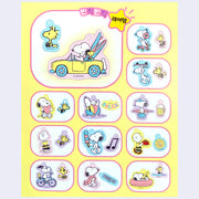 All options for the Snoopy themed acrylic keychains, a variety of designs mostly of Snoopy, Woodstock and Charlie Brown engaging in summer themed activities.