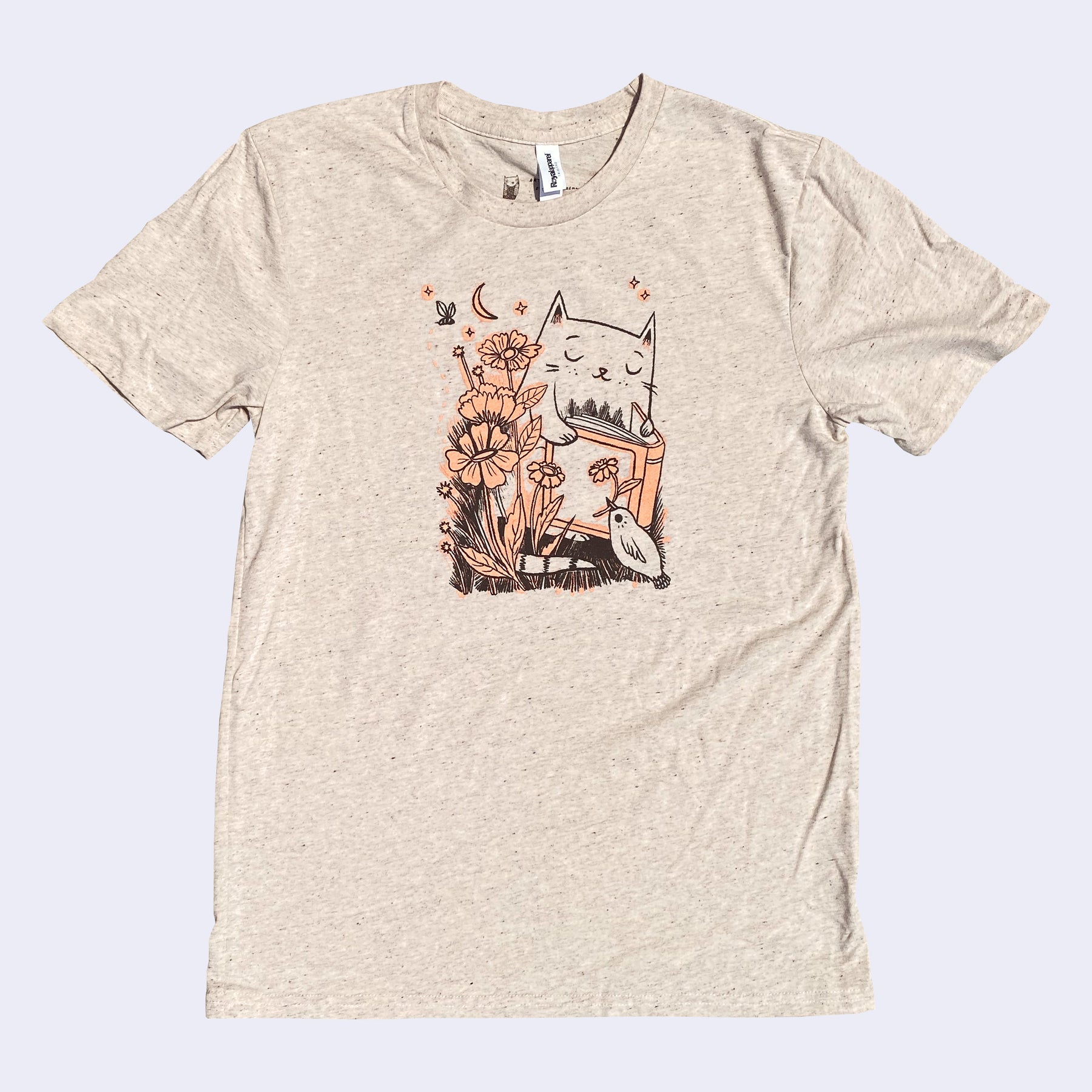 Giant Robot x Susie Ghahremani Reading Cat T Shirt Oatmeal GiantRobotStore