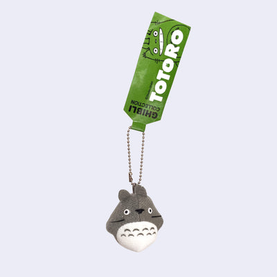 Small gray plush keychain of Totoro from My Neighbor Totoro.