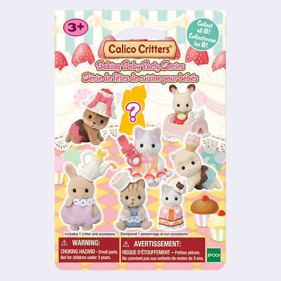 Product packaging for a blind bag of Calico Critters Baking Baby Party Series.