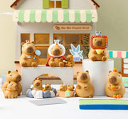 8 different capybara figures engaging in various activities.