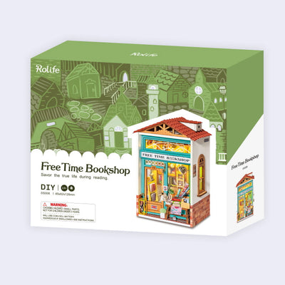 Product packaging for a miniature Bookshop kit.