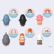 6 options for Mofusand Hipper figures - cute cartoon cats wearing costumed inspired by sea creatures such as sharks, fish and squids. They are shown from behind.