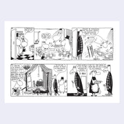 Page excerpt featuring a black and white 6 panel comic from Moomin.