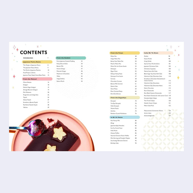 Page excerpt featuring the full table of contents for the Oishisou cookbook.