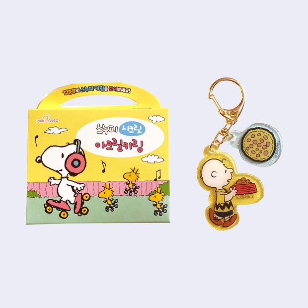 Several blind boxes with Snoopy and Friends themed keychains, doing summertime activities. 