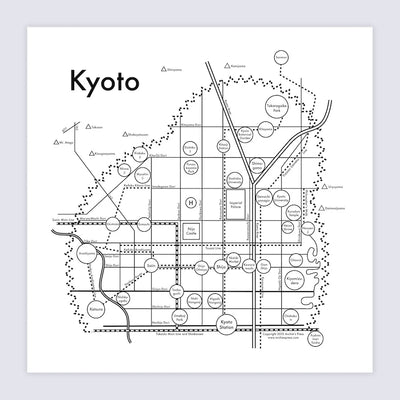 Archie's Press - Circle City Map Letterpress Print (Kyoto)