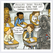 Page excerpt from "Darth Vader and Friends" featuring an illustration of Darth Vader teaching math to a room of young Star Wars characters.