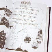 Open page excerpt featuring illustrations of many symbols and iconography coming from a person's hand, with accompanying text above them.